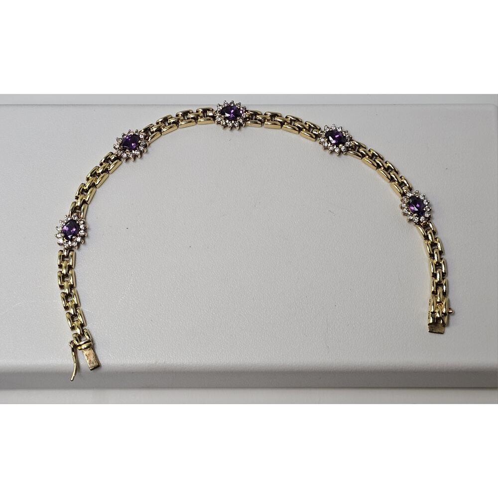 Vintage Well Made Gold Tone - CZ - Oriental Bracelet Size 7.5"